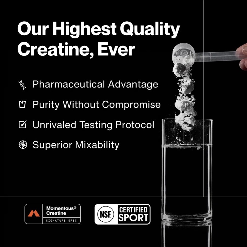 Momentous Creatine Monohydrate 450 กรัม (90 servings) ครีเอทีนระดับพรีเมี่ยม สูตรไม่แต่งรส