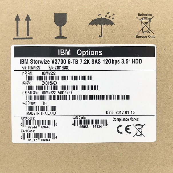 NEW, IBM 00MN522 00RX931 [TorCompTH Thailand - ขาย จำหน่าย ราคา] IBM 6TB 7.2K 12Gb SAS 3.5IN HDD for IBM V3700