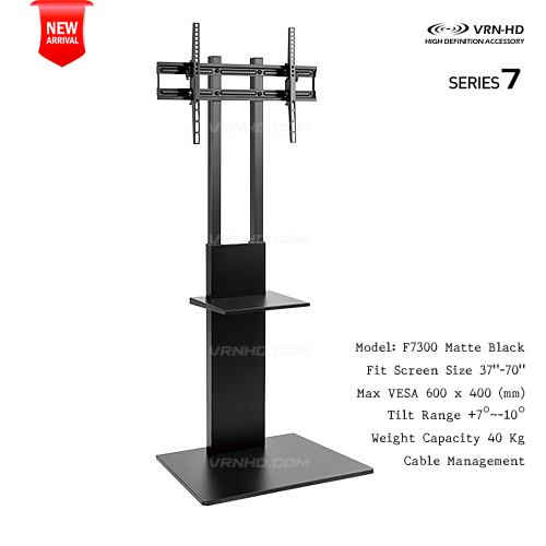 F7300-wrap series ขาตั้งทีวี 37"-70" Pure Flat Design TV Stand, Max VESA 600x400mm., weight capacity 40 kg with Equipment shelf = ไม่มีล้อ =