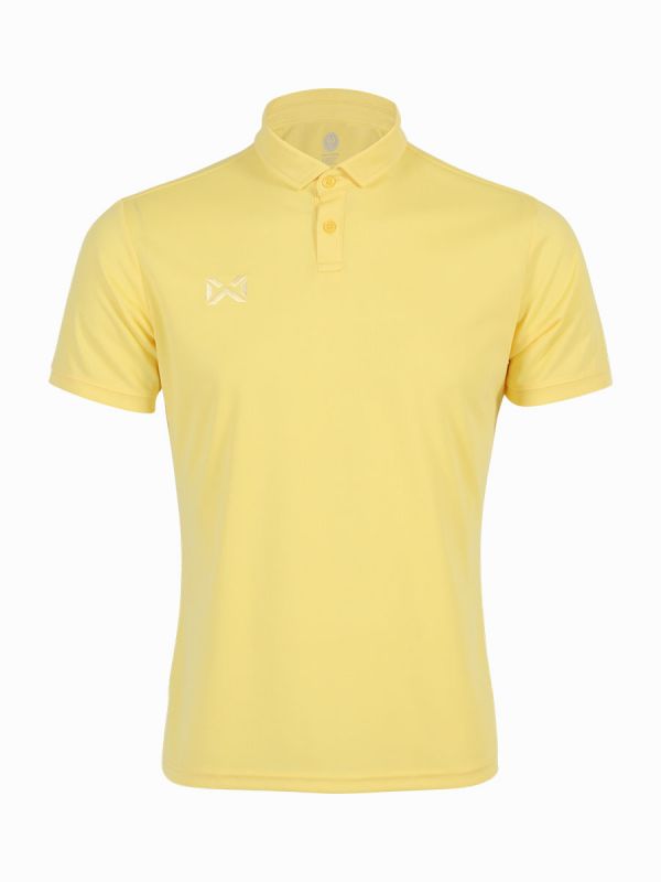 WARRIX PIN POLO Shirt เสื้อโปโล วอริกซ์ แขนสั่น ตัดต่อแบบไหล่ล้ำ สีเหลือง