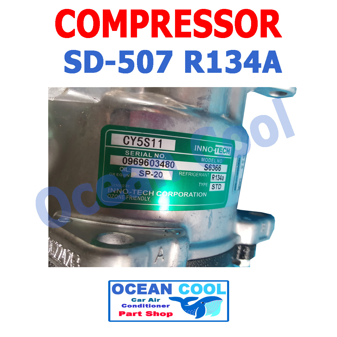 คอมเพรสเซอร์ SD507 สิงคโปร์ 12V COMPRESSOR R134A innotech sd 507 คอมแอร์รถยนต์ คอมแอร์ คอมเพลสเซอร์ COM0023