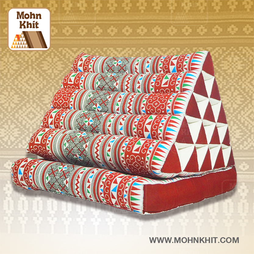หมอนสามเหลี่ยม 15 ช่องติดเบาะ 1 พับ 55cmx76cmx36 cm Triangle Thai Floor Cushions Traditional 15 holes with 1 part of mattress.