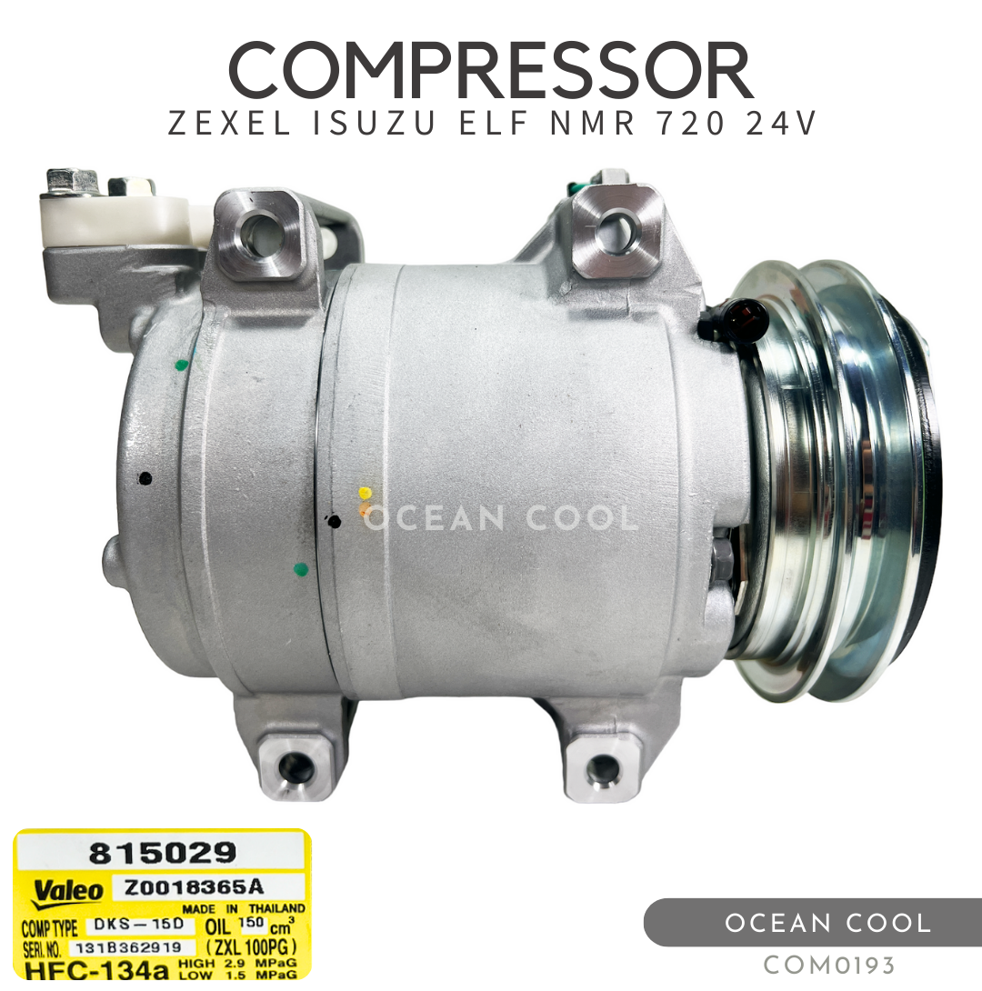 คอมเพรสเซอร์ อีซูซุ เอล์ฟ NMR 270 , เซกเซล 24 โวลต์ ร่องเอ COM0193 VALEO 815029 COMPRESSOR ZEXEL ISUZU ELF NMR 720 24V คอมแอร์ วาลีโอ