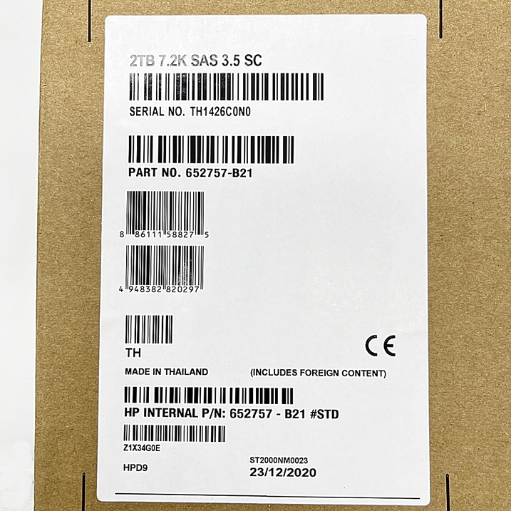 NEW HP 652757-B21 653948-001 [TorCompTH Thailand ขาย จำหน่าย ราคา] HP 2TB 7.2K 6G 3.5in SAS HDD for G8 G9