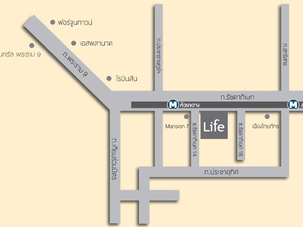 ขายและเช่า คอนโด ย่าน ห้วยขวาง สุทธิสาร ประชาราษฎร์บำเพ็ญ รัชดาภิเษก พระรามเก้า : ไลฟ์รัชดาภิเษก Life Ratchadapisek : 31.36 ตร.เมตร