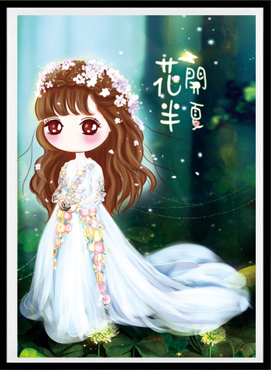 ชุดปักครอสติช ลายเจ้าสาว (งานปักเต็มลาย ไม่มีเดินเส้น) ขนาด 51*62 ซม.ผ้าครอสติช 11CTพิมพ์ลายปักบนผ้า ไหมคอตตอน 44 สี ผังลาย เข็ม
