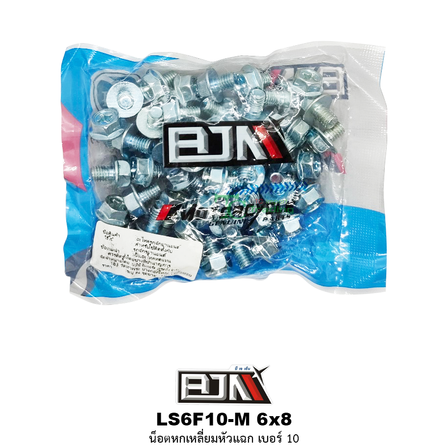 LS6F10-M 6x8 น็อตหกเหลี่ยมหัวแฉกเบอร์ 10 ( 1 ถุงมี 50 ตัว )