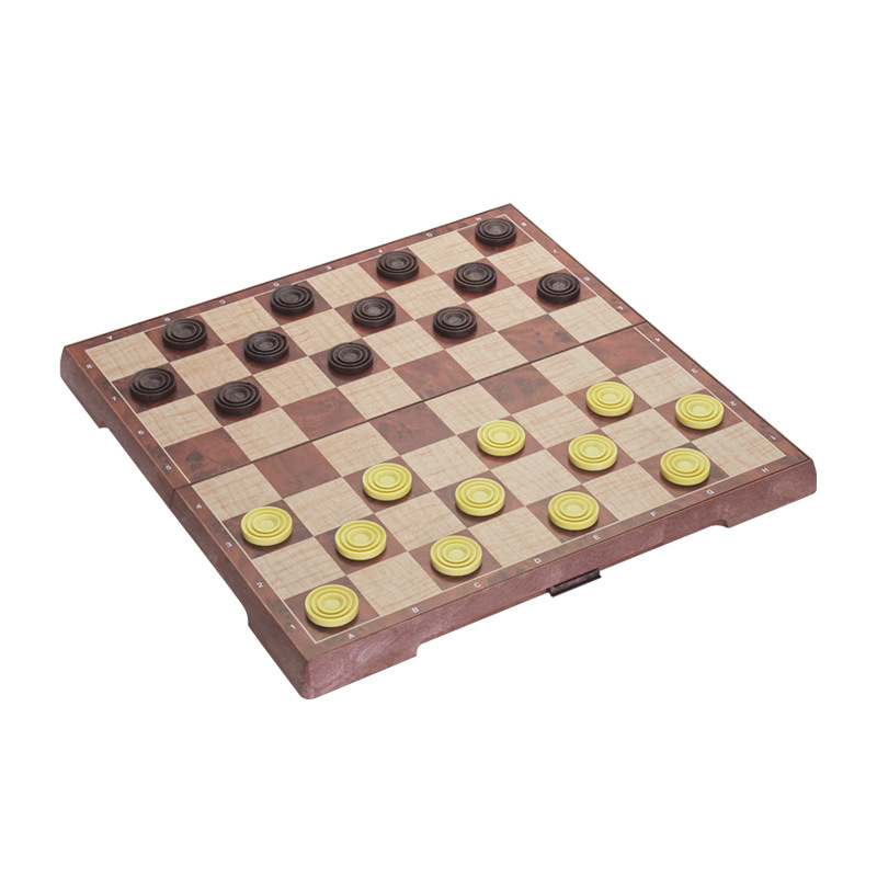หมากรุกสากลแม่เหล็กพลาสติกลายไม้ 2in1 Magnetic Chess size L #4856-C