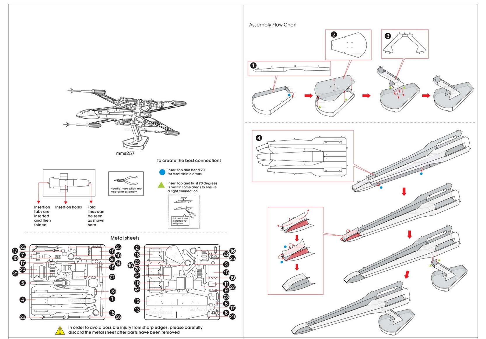 X-Wing Star Fighter Model - Star Wars โมเดลโลหะ DIY