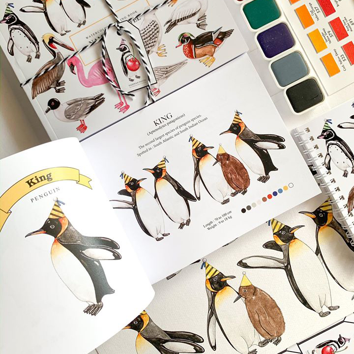 สมุดระบายสี สีน้ำ สีไม้ NAMWAN PASTEL สอนระบายสี ขนมเค้ก / ไอศกรีม / ดอกไม้ / ใบไม้