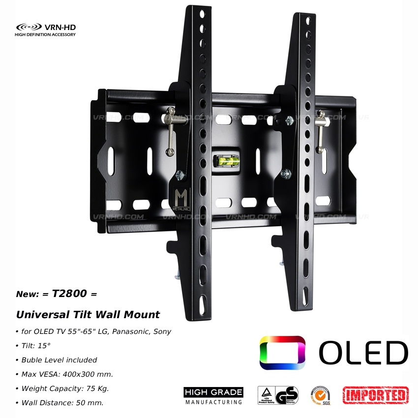 2023 New T2800 ขาแขวนทีวี สำหรับ OLED TV ขนาด 55-65 นิ้ว Panasonic, LG, Sony ปรับก้มหน้าจอได้ 15°, Max VESA 400x300(mm), Weight Capacity 75 Kg.