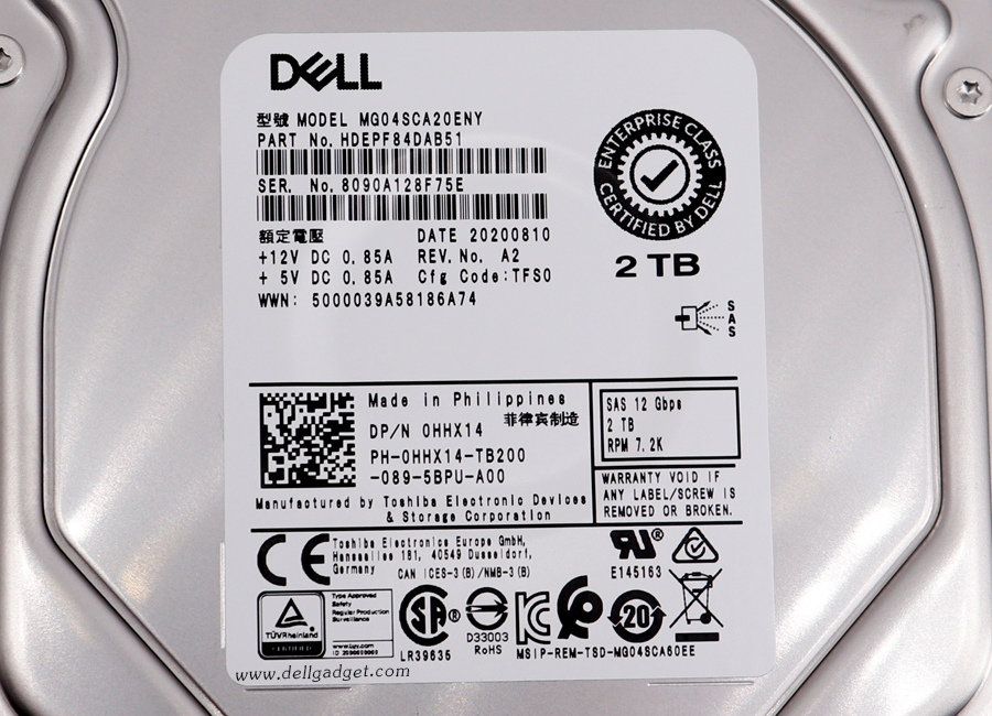 Harddisk Dell 2TB 7.2K 3.5" SAS 12Gb ฮาร์ดดิส Dell R730 T630 R730XD R430 R530 T430 R230 T330 R220 ราคา พิเศษ