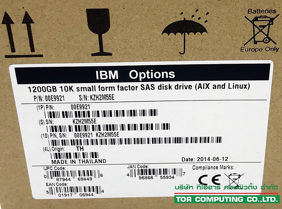 IBM 00E9924 [TorCompTH Thailand ขาย จำหน่าย ราคา] IBM 1.2TB 10K SAS SFF-3 Disk Drive (AIX/Linux) for Power8 S822