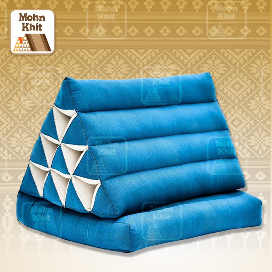 หมอนสามเหลี่ยมสีพื้น10 ช่องติดเบาะ 1 พับ 50x35x76Cm Tri-angle Khit kapok 100%Traditional Floor Cushions 10 holes with 1part of mattress.