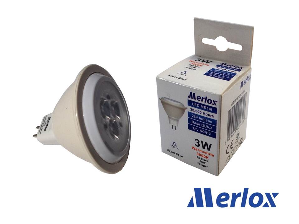 หลอด MR16 LED 12V 3W 3000K GU5.3 MERLOX
