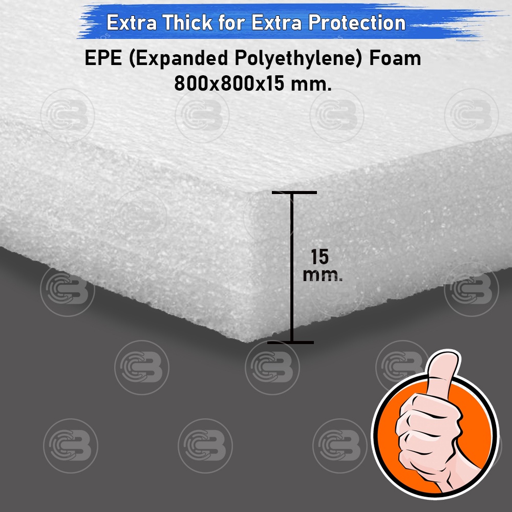 EPE (Expanded Polyethylene) Foam Sheet White 800x800x15 mm.