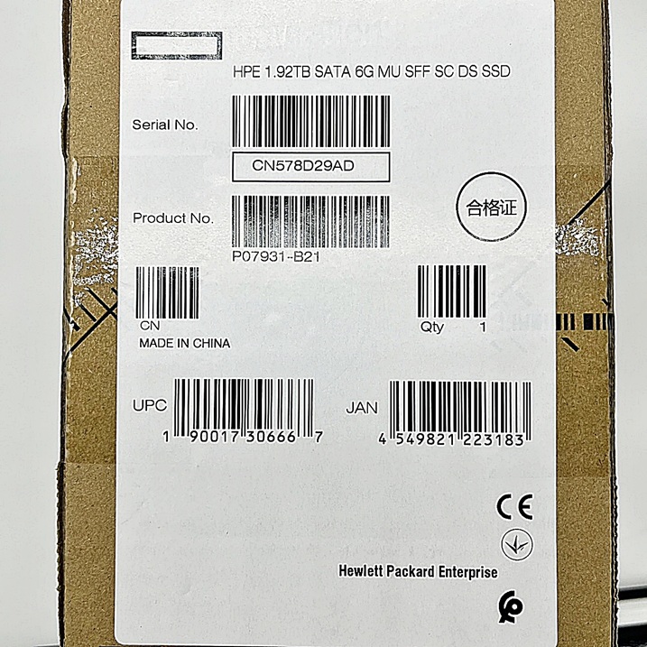 NEW HP P07931-B21 [TorCompTH Thailand ขายจำหน่าย ราคา] HP 1.92TB SATA 6G MU SC DS SSD 2.5in HDD with Tray for G8-G9
