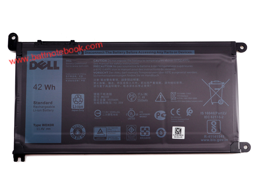 Battery Notebook Dell Inspiron 5570 แท้ รับประกันศูนย์ Dell Thailand WDX0R ลดราคา พิเศษ แบตเตอรี่ Dell 5570 แบตเตอรี่ โน๊ตบุ๊ค Dell 5570 แบตประกันศูนย์ Dell Thailand
