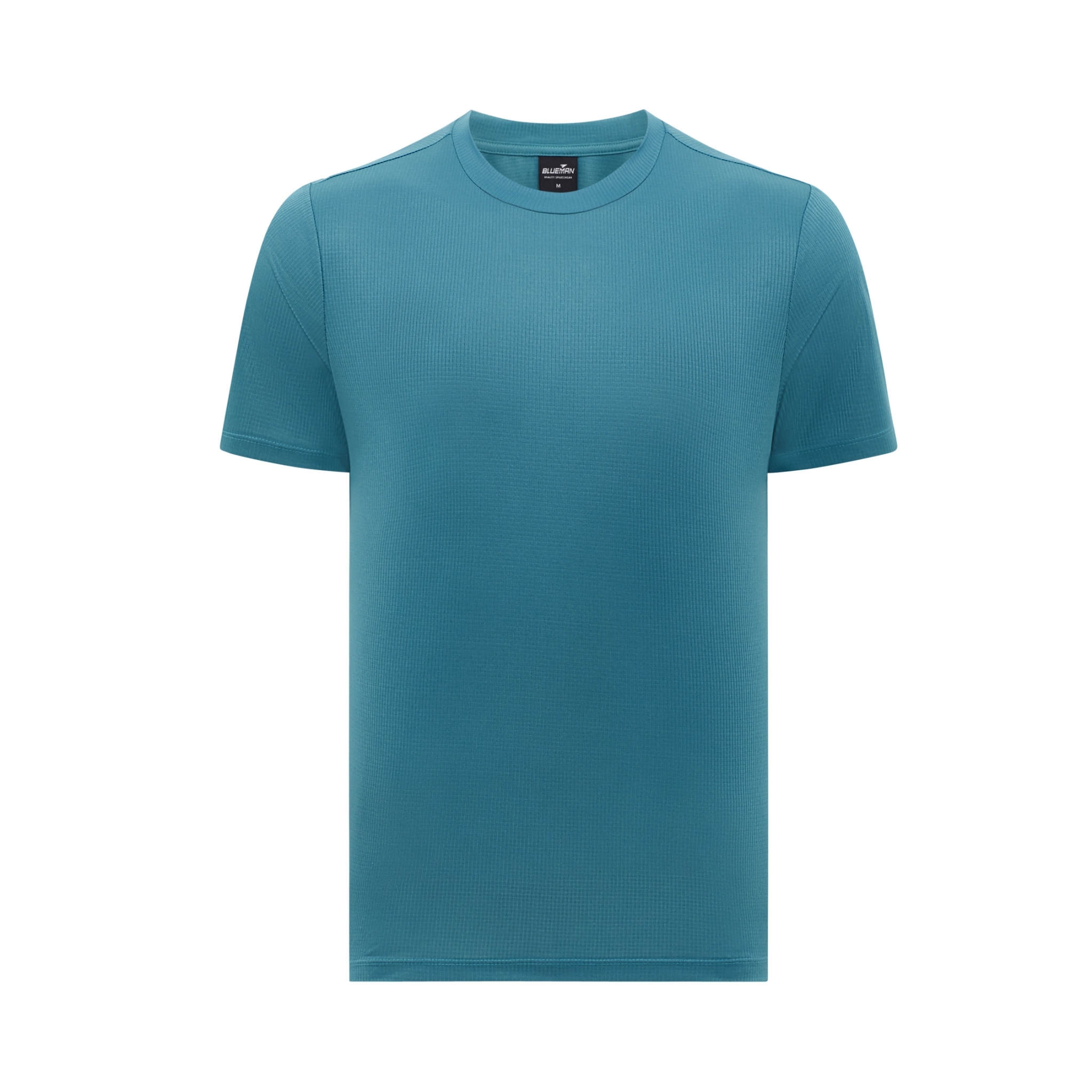 BM008 SPORT COLLECTION เสื้อยืดคอกลม ทอลายผ้าในตัว สีเขียวทะเล