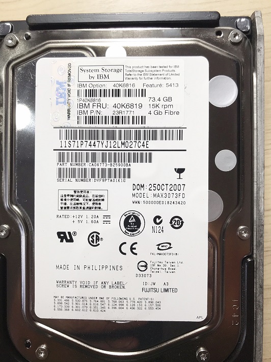 IBM 40K6816 40K6819 FC5413 [TorCompTH Thailand - ขาย จำหน่าย ราคา] IBM 73.4GB 15K 4Gbps FC HDD for DS4700 EXP810