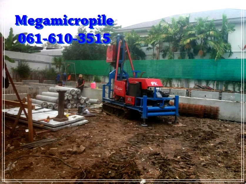 งานตอกเข็มสปันไมโครไพล์ Dia.20 หน้างานก่อสร้างบ้านพักอาศัย
