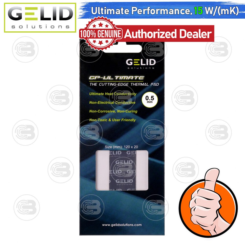 [CoolBlasterThai] GELID GP-ULTIMATE Thermal Pad (1 PCS) 120x20x0.5 mm./15.0 W/mK (TP-GP04-R-A)