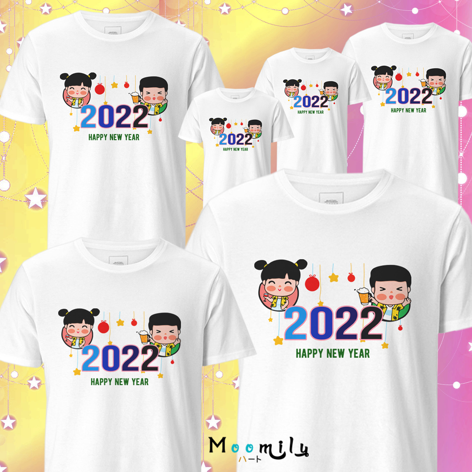 เสื้อปีใหม่ 2566 2023 เสื้อสวัสดีปีใหม่ เสื้อทีม เสื้อปาร์ตี้ MMLHAPPYDUO