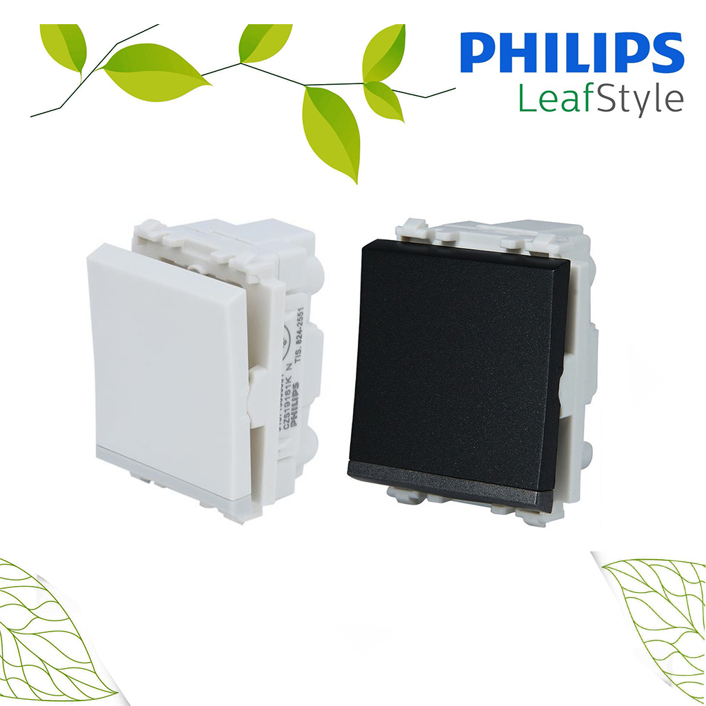สวิตช์ไฟทางเดียว 1.5 ช่อง รุ่นลีฟ LeafStyle 1.5M size 1 way switch PHILIPS สำเนา