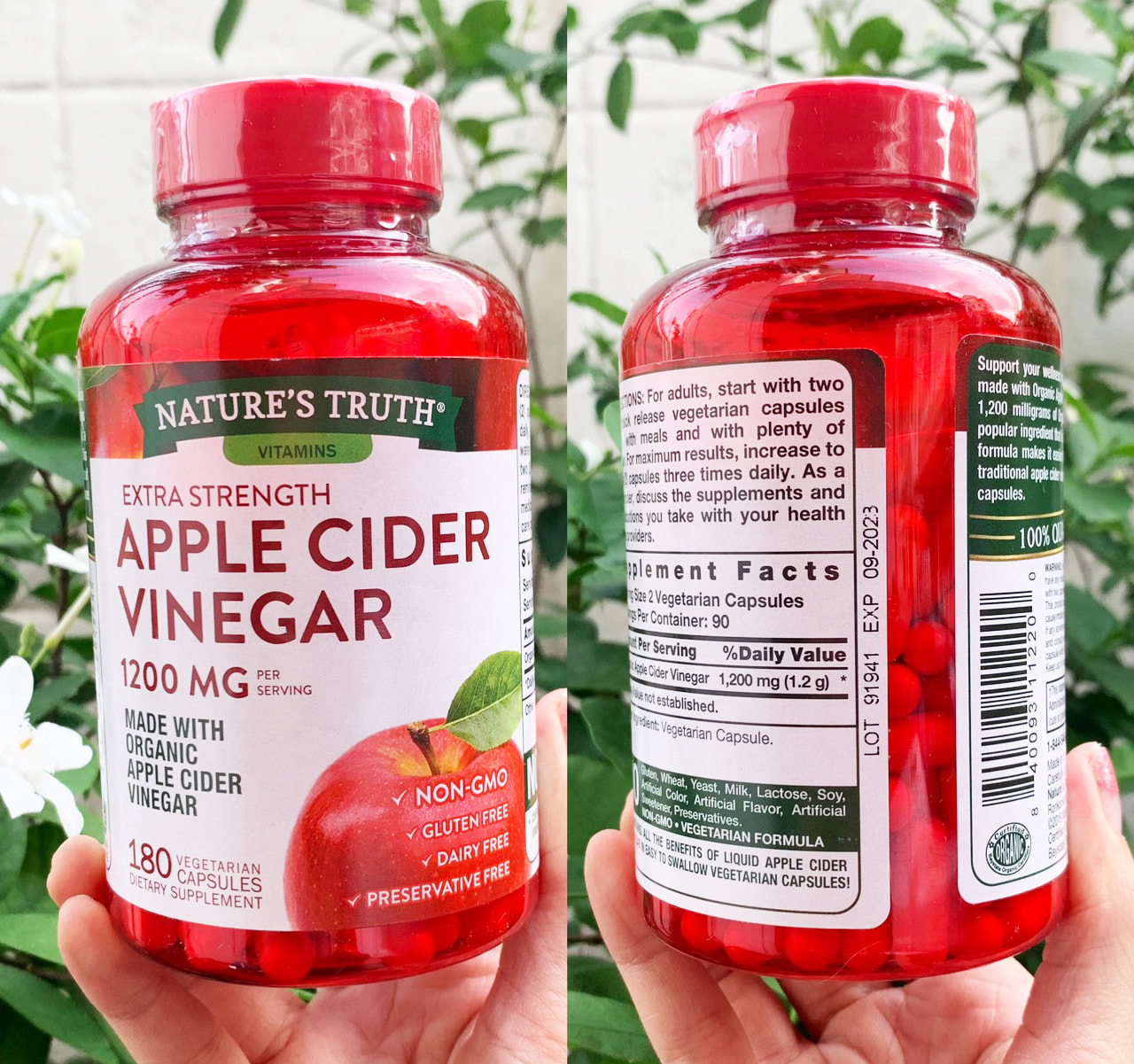 Nature's Truth Apple Cider Vinegar 1200 mg. 180 แคปซูล (ชนิดดูดซึมเร็ว) อาหารเสริม น้ำส้มสายชูหมักจากแอปเปิ้ล