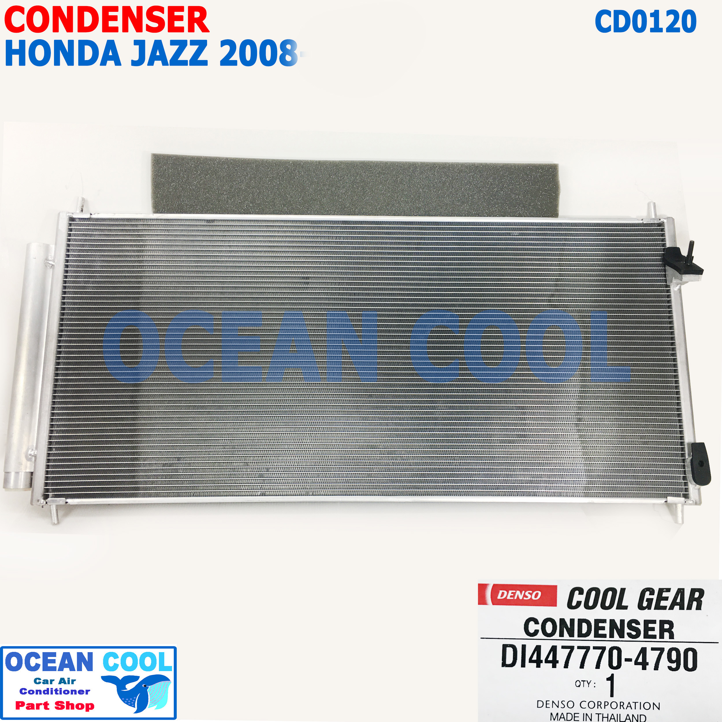 แผงแอร์ ฮอนด้า แจ๊ส 2008 -2012 ฟรีด 2010 มีไดเออร์ CD0120 COOL GEAR แท้รหัส DI447770-4790 Condenser For HONDA JAZZ FREED แผงคอยล์ร้อน คอยล์ร้อน เเจ๊ส