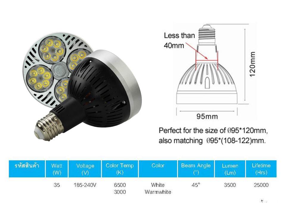 ชุดโคมสปอตแทรคไลท์ PAR30 35W 3500LM 6500K/3000K E27 ดำ ML-LIGHT
