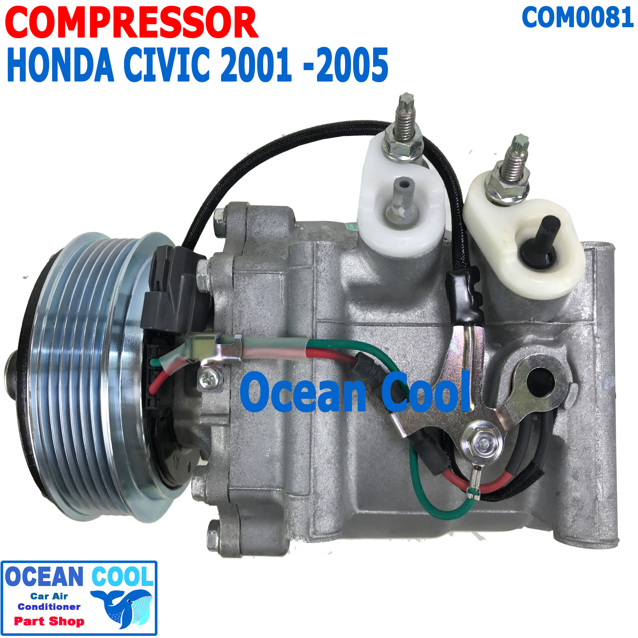 คอมเพลสเซอร์ ฮอนด้า ซีวิค 2001 - 2006 COM0081 Compressor For HONDA CIVIC VII 1.4L 16V คอมแอร์ คอม คอมเพสเซอร์ ซีวิก TRSA09 2002 2003 2004 2005