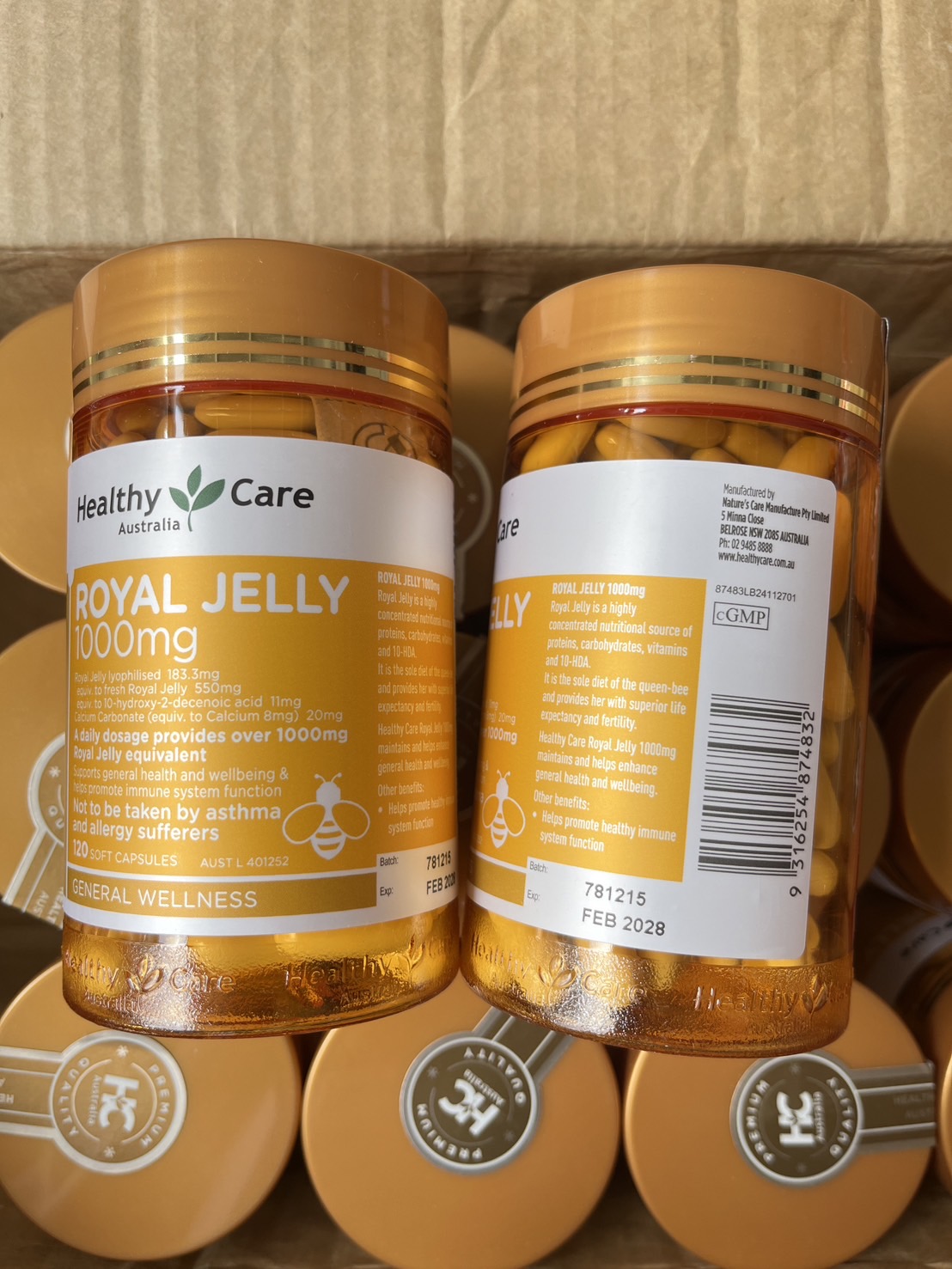 (1กระปุก) Healthy Care Royal Jelly 1000mg (120 เม็ด) นมผึ้งเข้มข้นจากออสเตรเลีย 🇦🇺