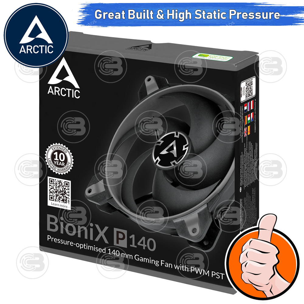 [CoolBlasterThai] ARCTIC BioniX P140 Grey Pressure-optimised with PWM PST(size 140 mm.) PC Fan Case ประกัน 10 ปี