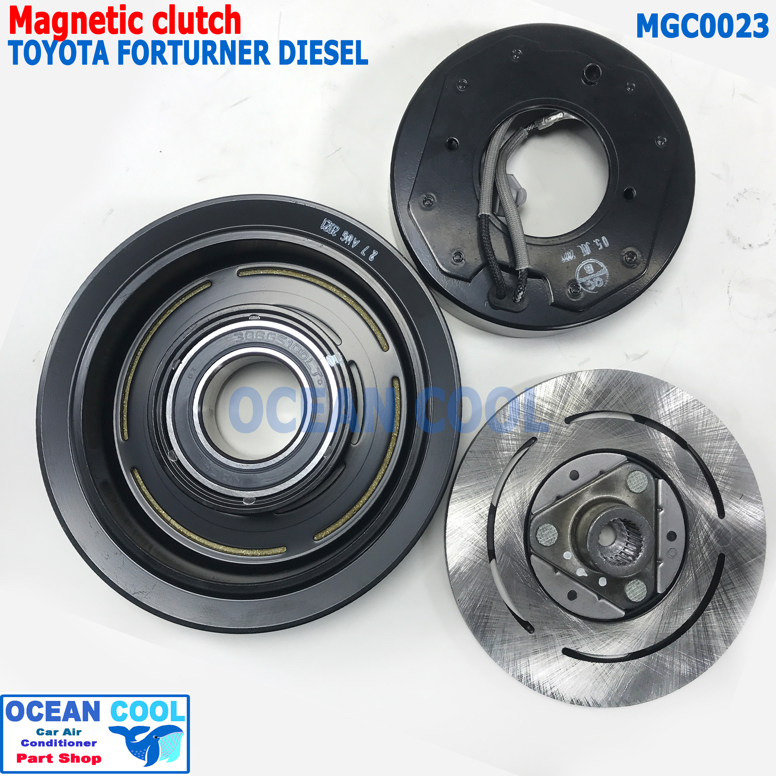 คลัชคอมแอร์ ฟอร์จูนเนอร์ ดีโฟร์ดี 3.0 อินโนวา ดีเซล 2.5 ปี 2005 - 2014 MGC0023 COOL GEAR รหัส JK437300-137 Compressor Clutch Coil DENSO Toyota fortuner D4D 3.0 Innova diesel 2.5 คลัทช์คอม มูเล่คลัช หน้าคลัชคอมแอร์ โตโยต้า ฟอจูนเนอร์ 10s17c