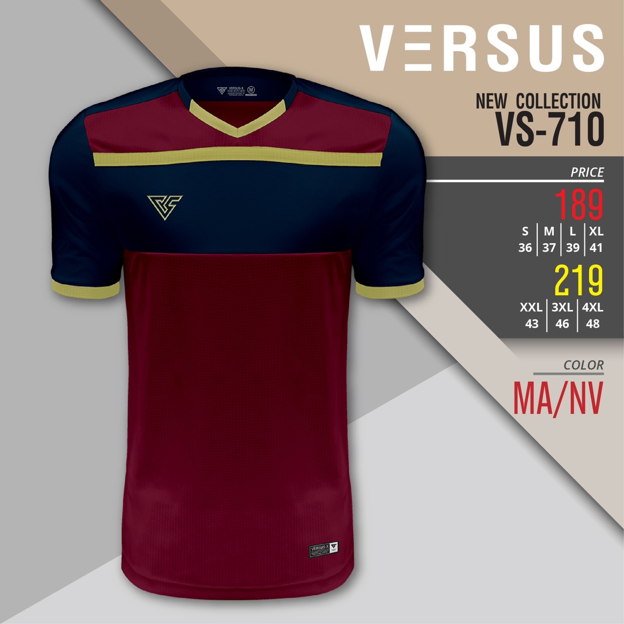 VS710 MA เสื้อกีฬาชายแดงเลือดหมู