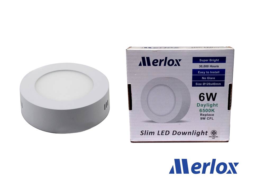 โคม DOWNLIGHT LED 6W ทรงกลม ชนิดติดลอย DL/WW MERLOX