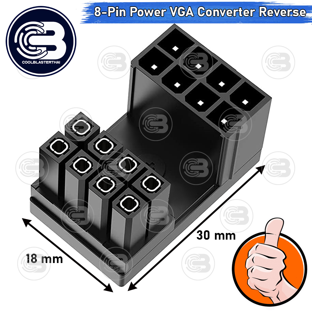 [CoolBlasterThai] Cable Management GPU 8 Pin U-TURN 180 Degree Connector (REVERSE) BLACK