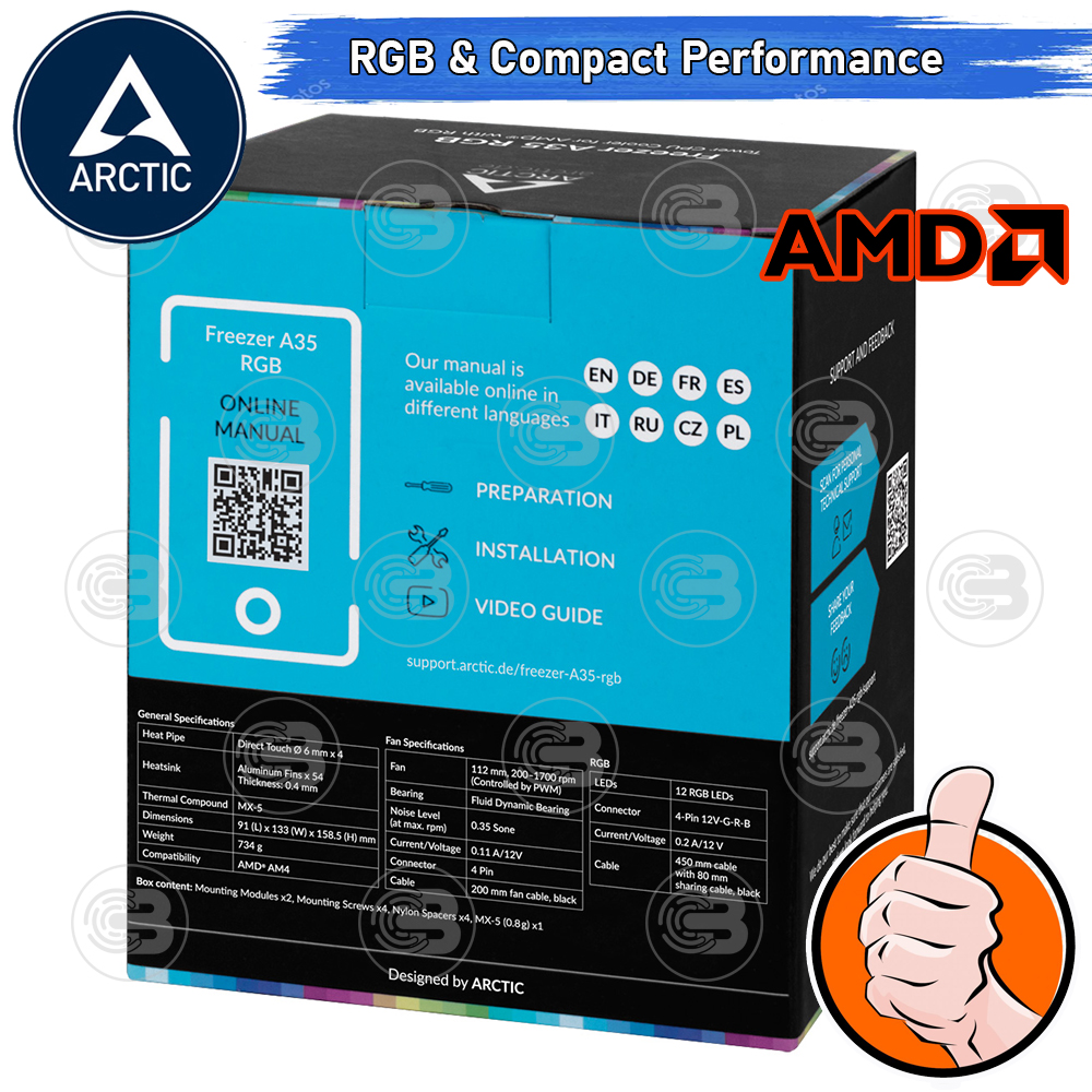 [CoolBlasterThai] Arctic Freezer A35 RGB Tower CPU Cooler for AMD ประกัน 6 ปี (AM5/AM4 Ready)