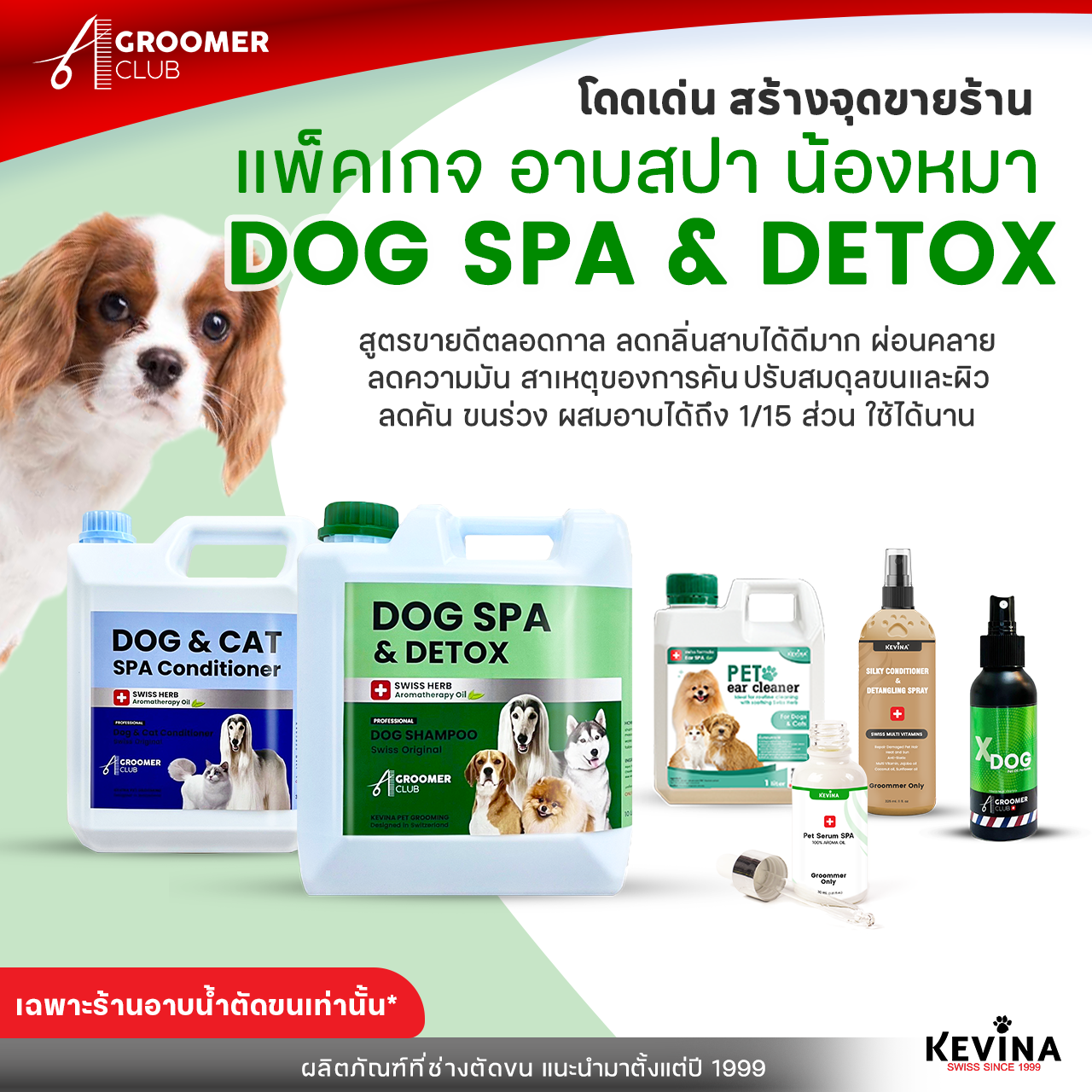 KEVINA แพ็คเกจอาบสปาน้องหมา DOG SPA & DETOX สำหรับร้านอาบน้ำตัดขน
