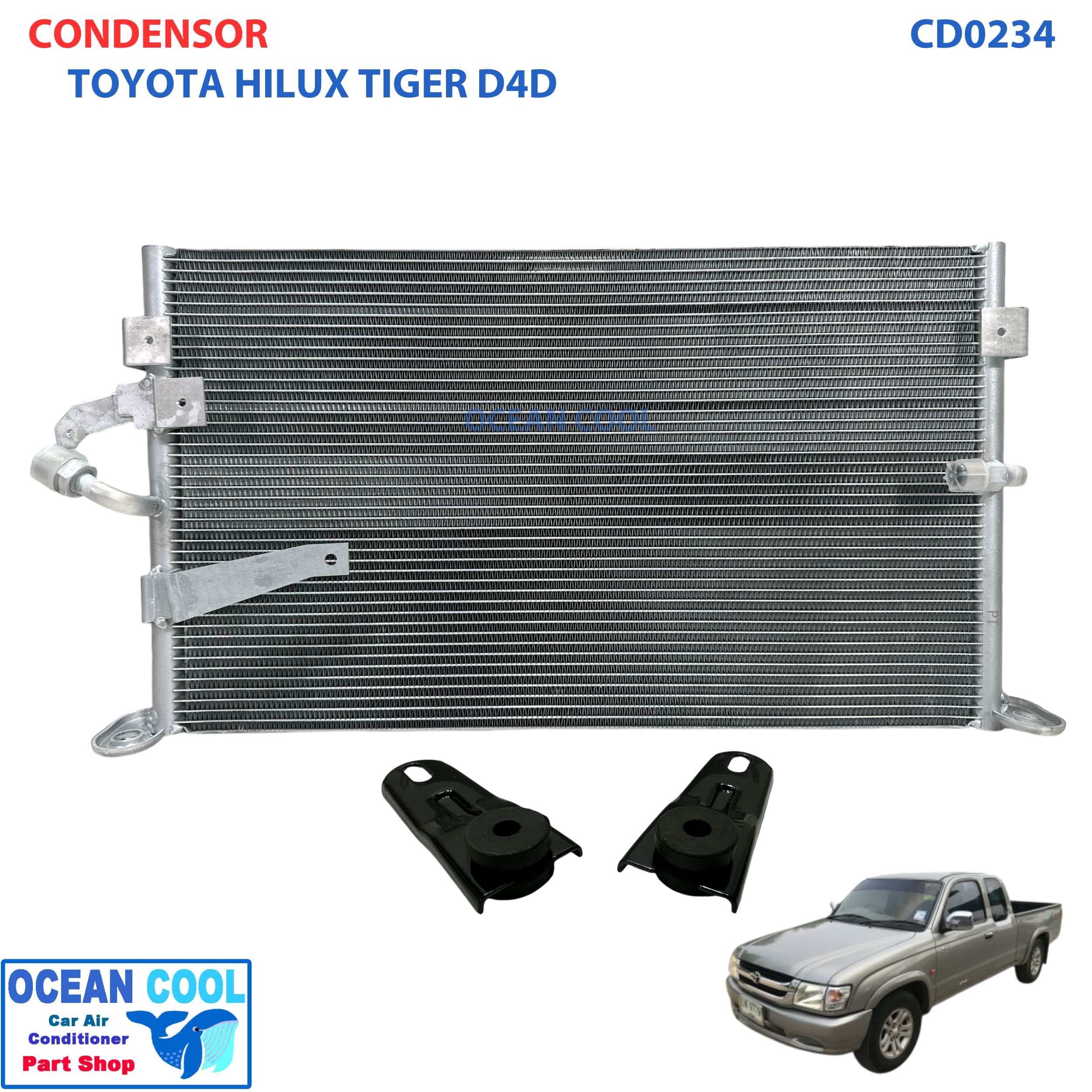 แผงแอร์ โตโยต้า ไทเกอร์ D4D 1998 - 2005 CD0234 แบบรุ่นใหม่ Parallel Flow ระบายความร้อนดี CONDENSER toyota hilux Tiger D4D คอนเดนเซอร์ แผงคอยล์ร้อน ท่อน้ำยา 46แถว สำเนา