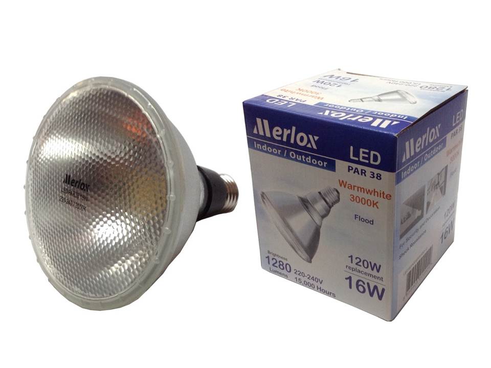 หลอด PAR38 LED 16W 220-240V E27 3000K MERLOX