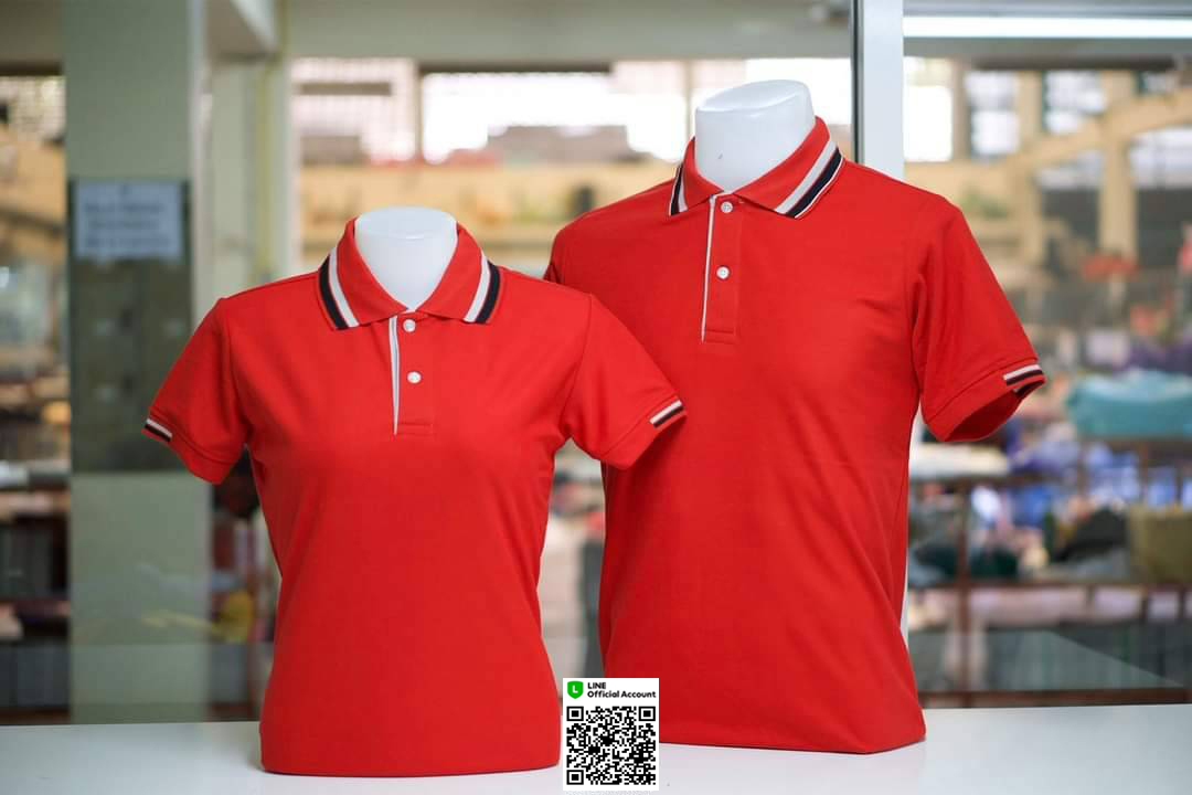 PLEN POLO เสื้อโปโล เสื้อคอปก ยูนิฟอร์ม แดงขลิบปกเท่าดำ