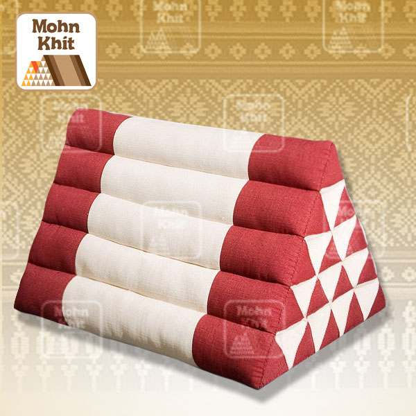 หมอนสามเหลี่ยม15ช่องเดี่ยวตัดต่อสีพื้น 52cmx36cmx32cm// Thai Tri-angle Cotton kapok 100%Traditional Floor Cushions .