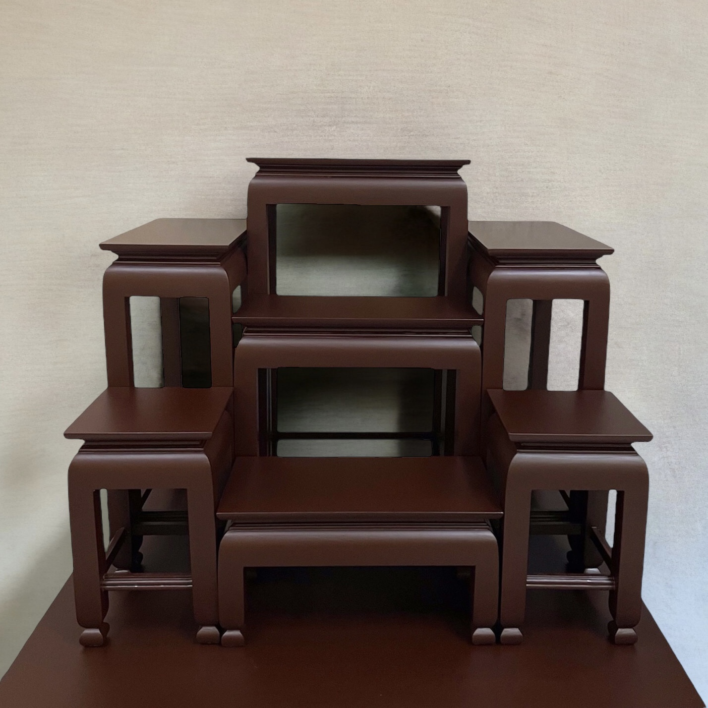 โต๊ะหมู่ 7 หน้า 6 ด้านน้ำตาล ขาตุ่ม