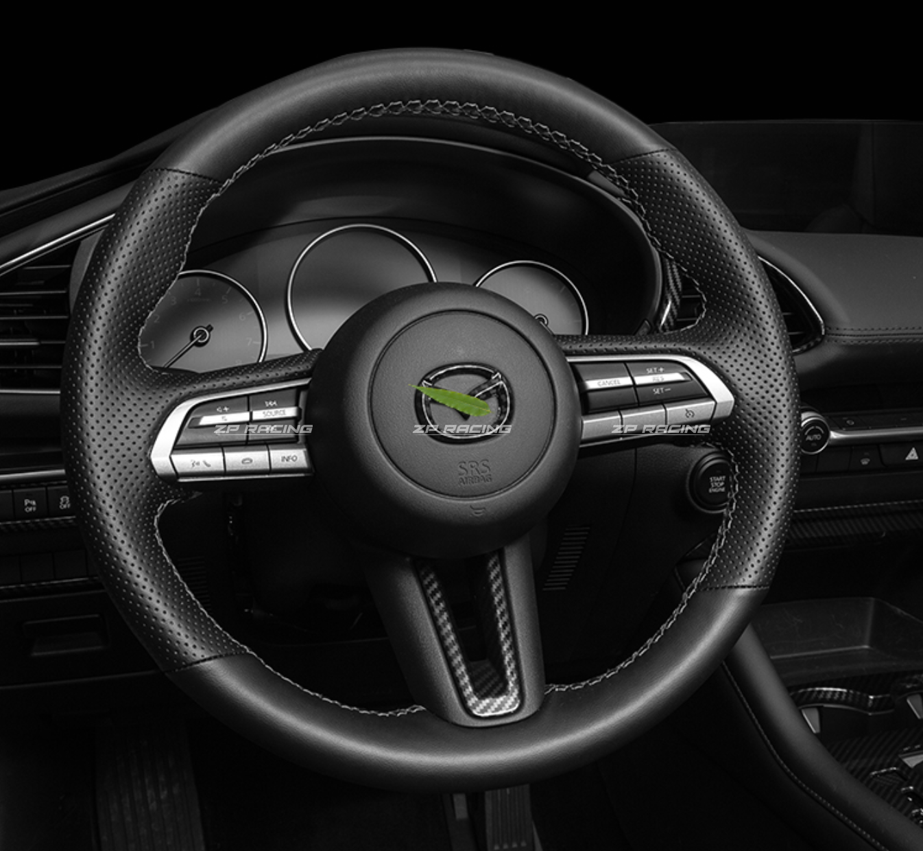 ครอบโลโก้พวงมาลัยคาร์บอน Mazda 3 '2020