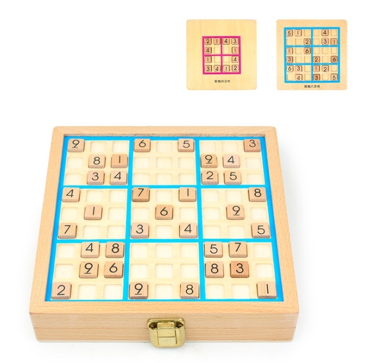 ซูโดกุไม้ 3in1 (กล่องฝาล็อค) Wooden Sudoku