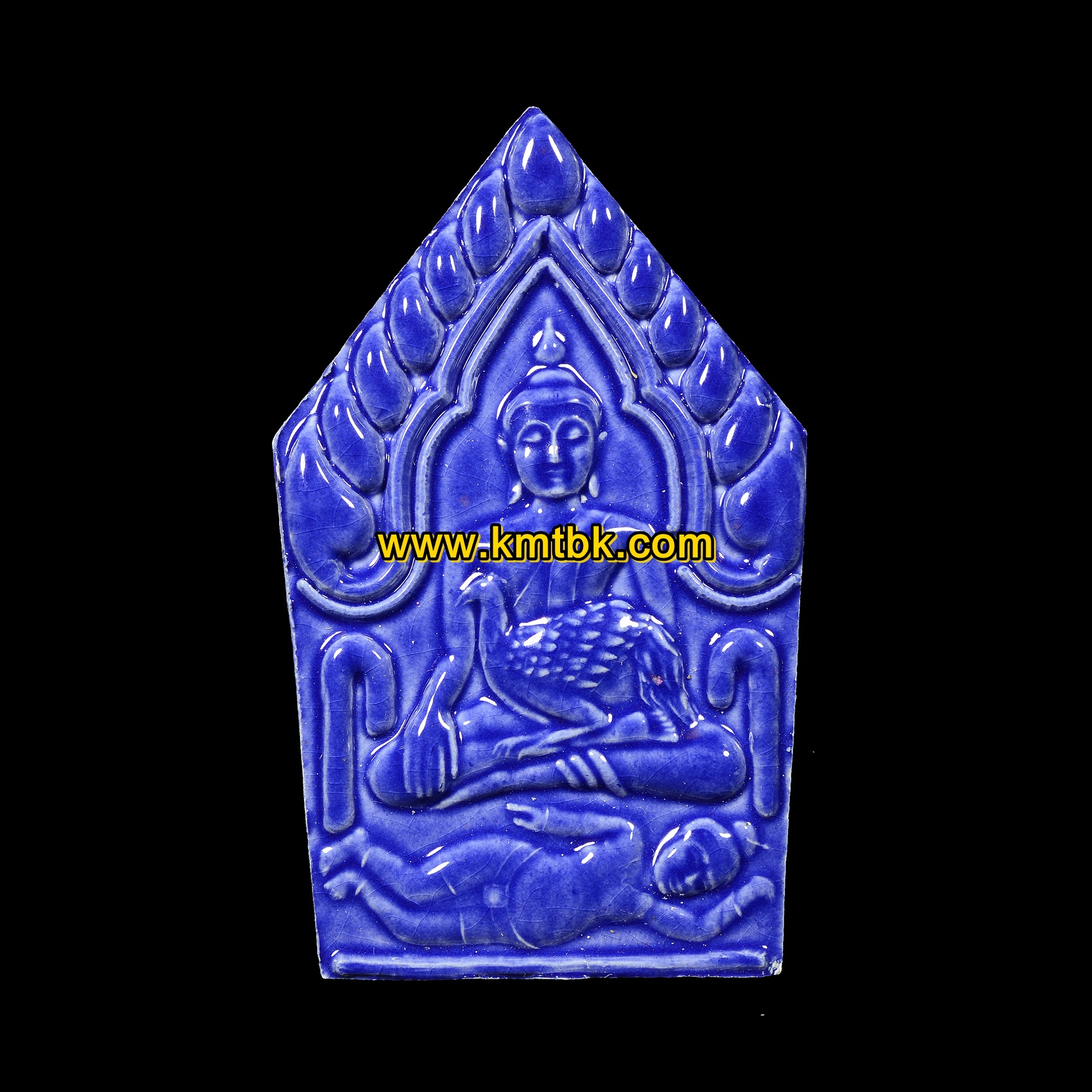 พระขุนแผน อุ้มไก่ หลวงปู่ข้าวแห้ง วัดตาปันศรัทธาธรรม เนื้อดินผสมผงวิเศษ พิมพ์เคลือบสีน้ำเงิน รุ่น บูชาครูเศรษฐีรับทรัพย์ ปี2560 ของแท้จากวัด
