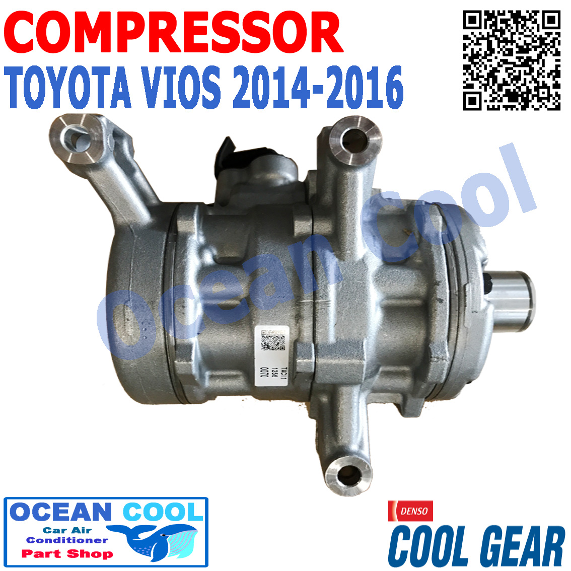 คอมเพรสเซอร์ วีออส 2014 - 2016 10SE13C COM0052 COOL GEAR รหัส XI437230-00704W compressor TOYOTA VIOS คอมแอร์รถยนต์ คอม แอร์ คอมเพลสเซอร์ โตโยต้า วีอ๊อส พ.ศ. 2557 ถึง 2560 อะไหล่ แอร์ รถยนต์