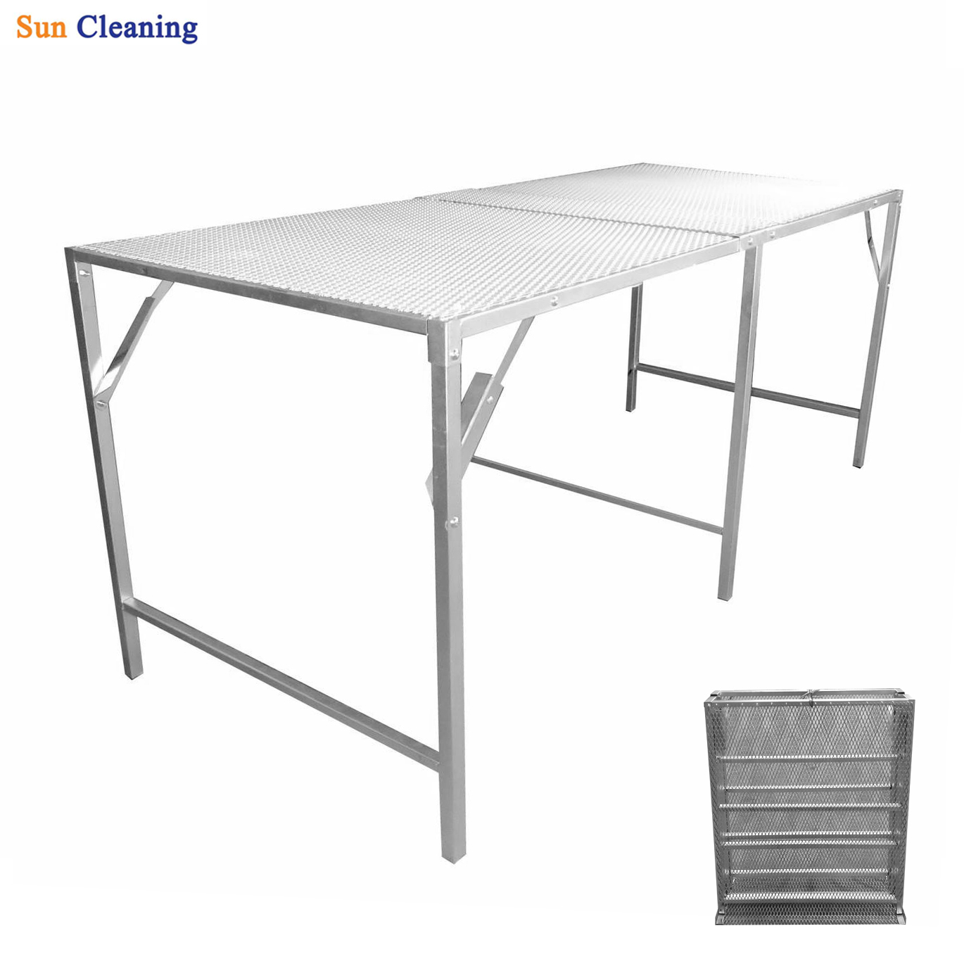 Sun Brand โต๊ะตะแกรงเหล็ก สีเงิน ขนาด 75x180x75 cm.